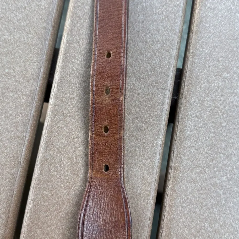 Next Accessory Brown Leather Belt with Gold Buckle Size 10